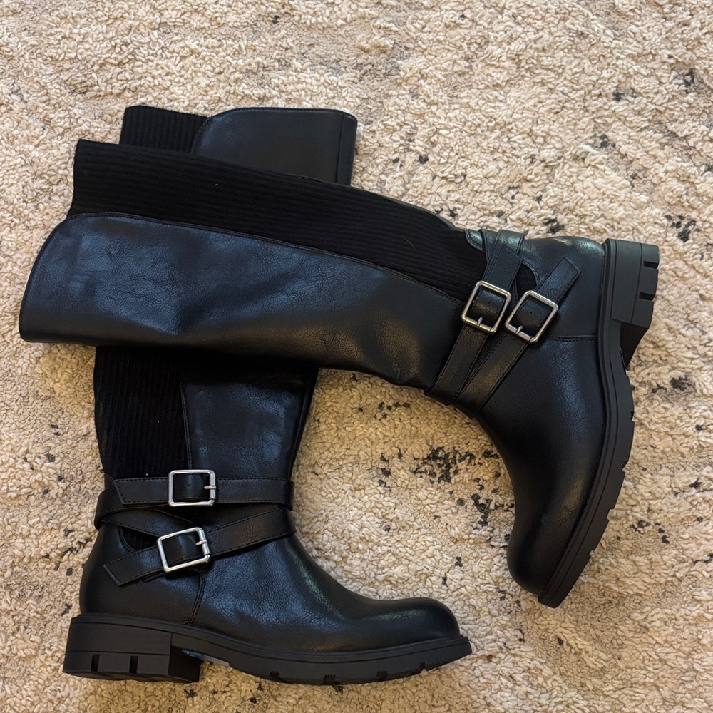Corkys Black Over the Knee Boots with Buckles